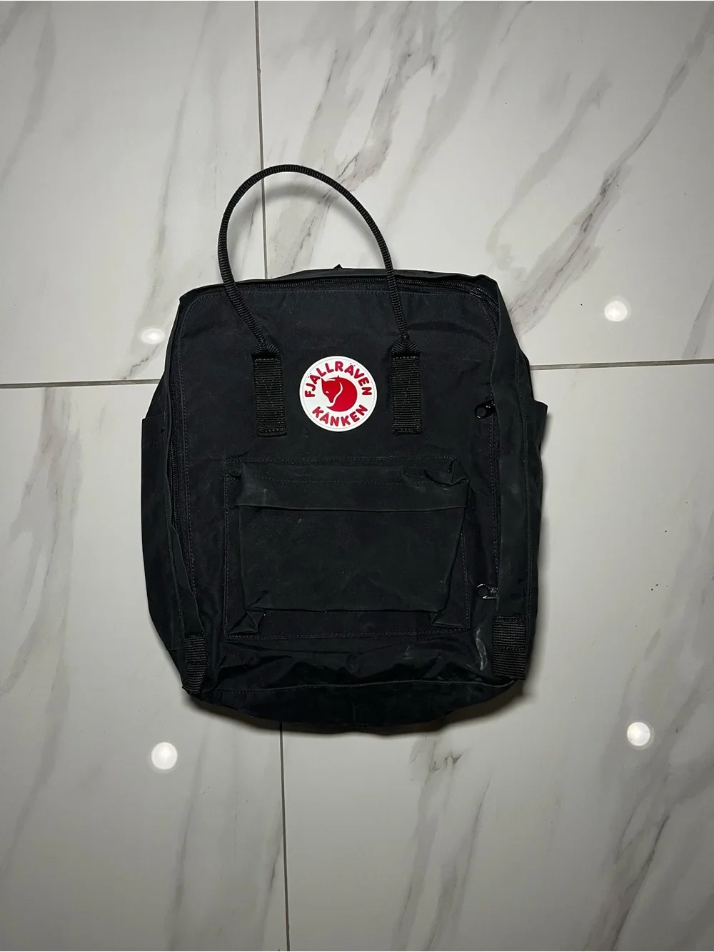 Fjallraven Kånken Backpack in Black with Red Logo
